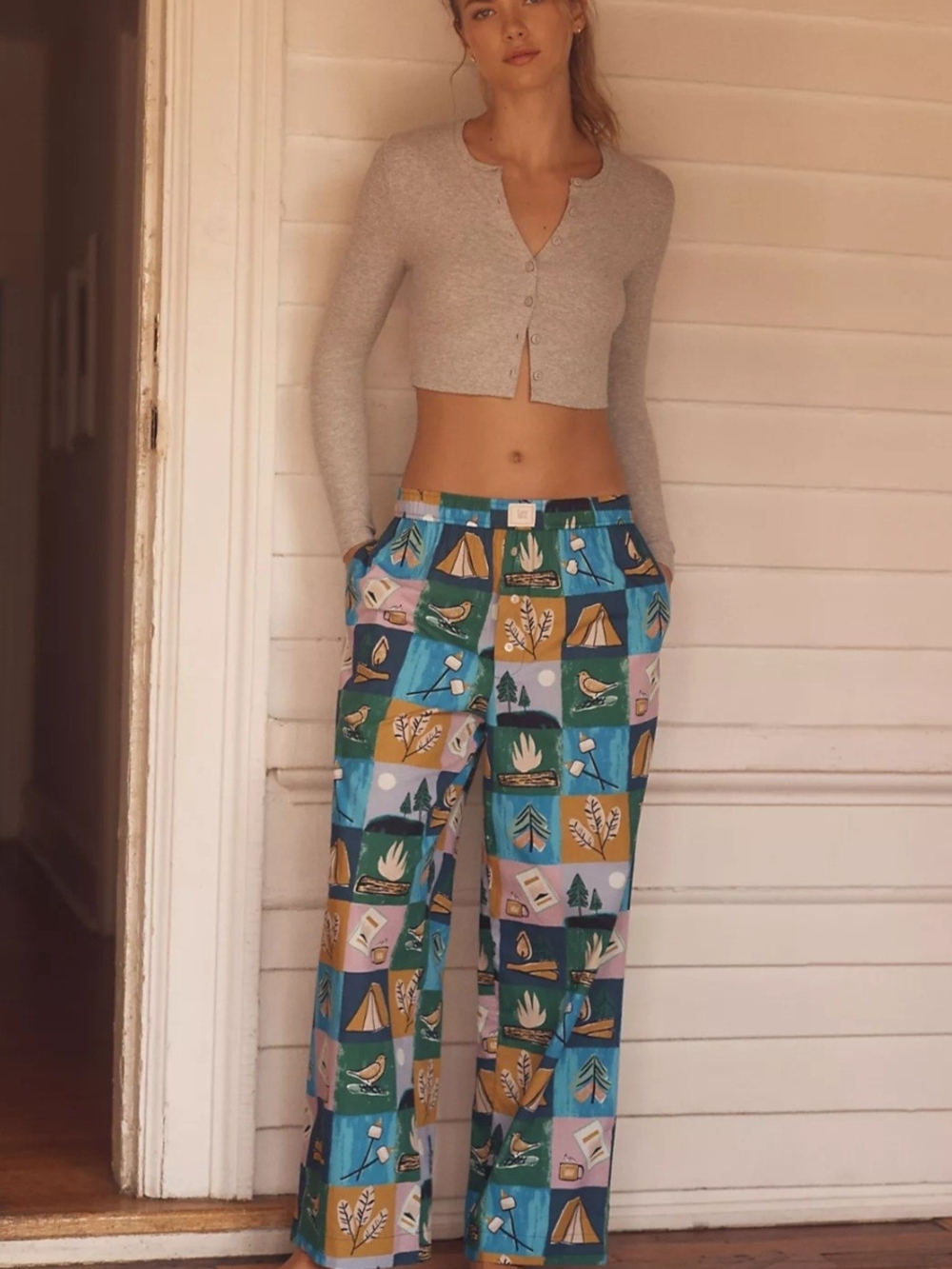Lyre Bird Anthropologie Wren Boxer Campfire Print Pants Pajama New Small - Picture 3 of 5